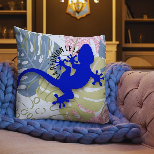 Coussin Salon Haut de Gamme - La Réunion lé la - Gecko Bleu