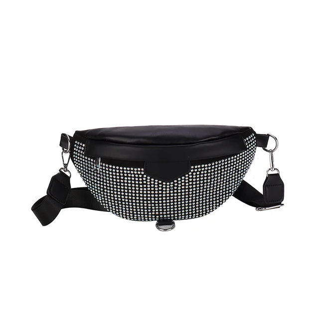 Sac Banane Femme Tendance en Strass Brillant - Sac Bandoulière Femme