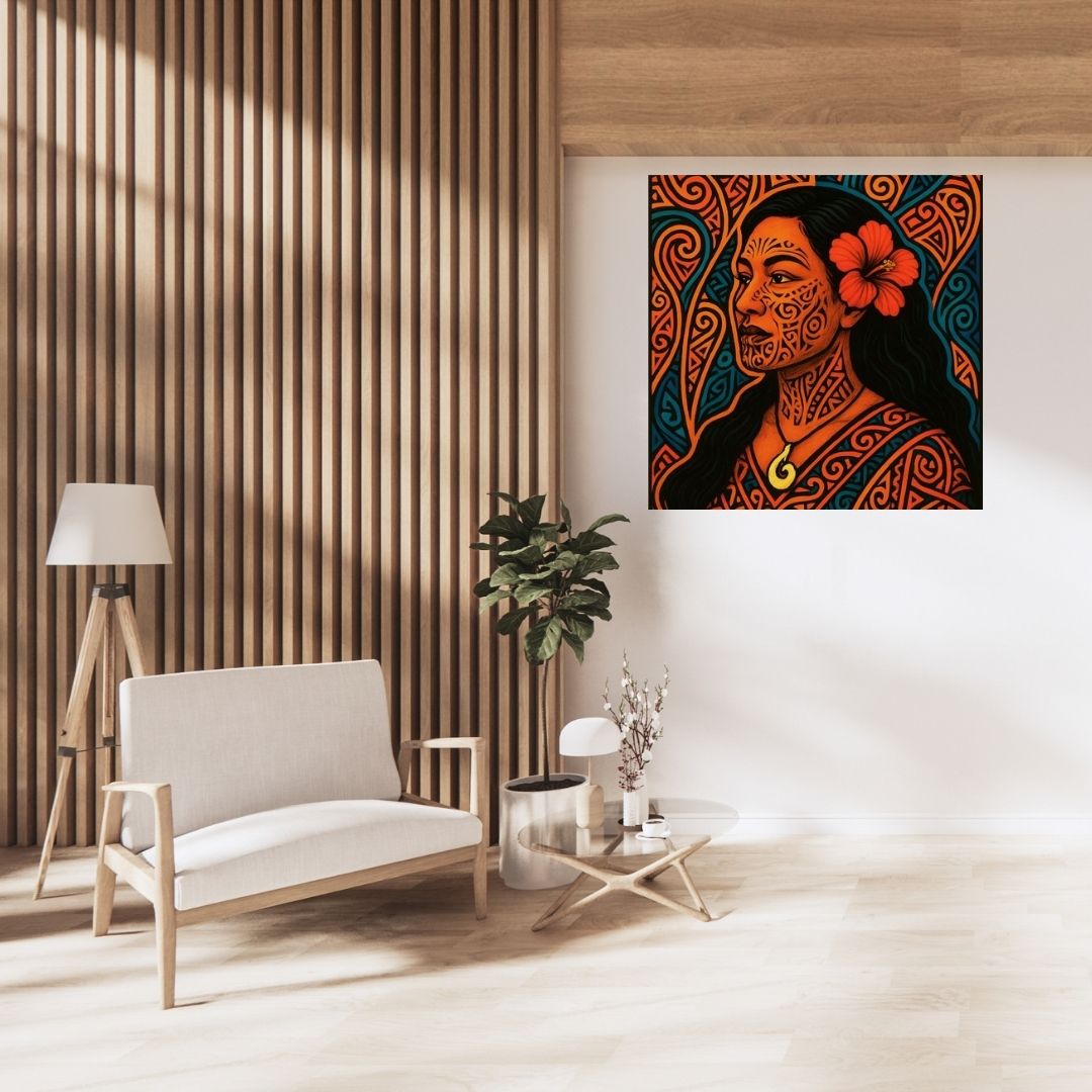 Pacifique : Femme Maori , Vibrant Maori Artwork, Printable Digital Download, Traditional New Zealand Maori Design