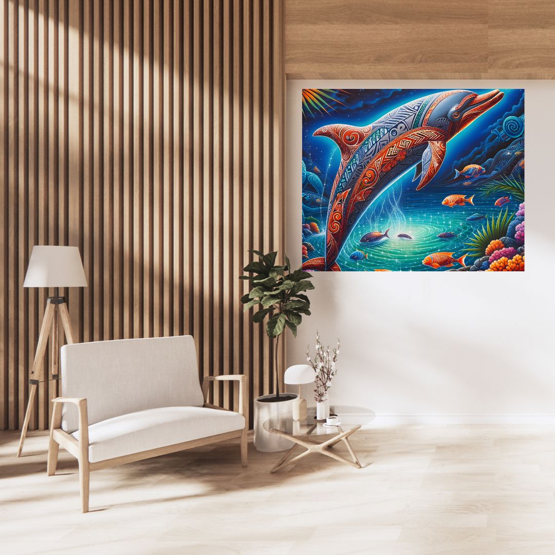 Dauphin Maori – Design Tribal Polynésien | Affiche Murale à Imprimer