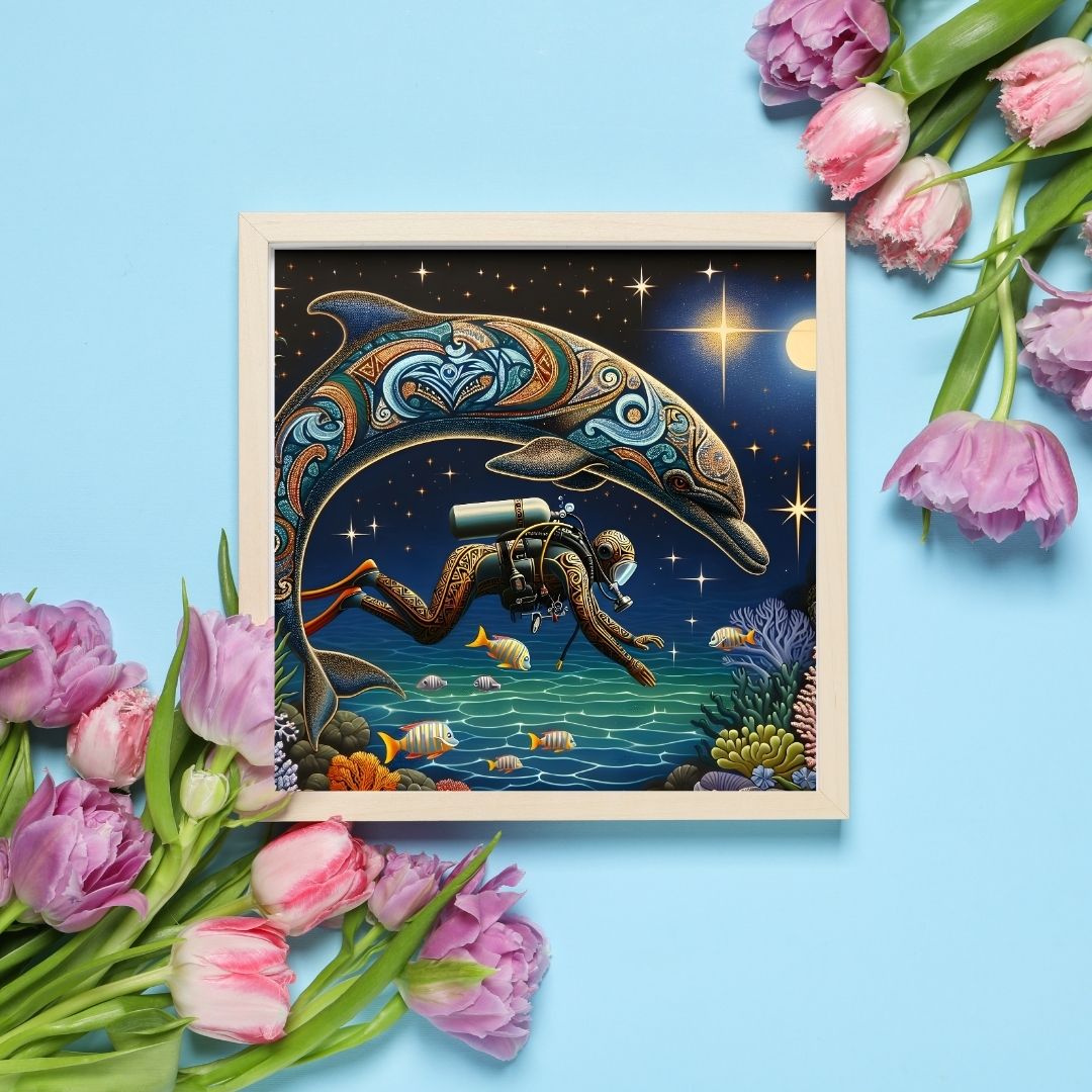 Dauphin Maori aux Motifs Tribaux Polynésiens – Art Vibrant & Traditionnel | Téléchargement Numérique