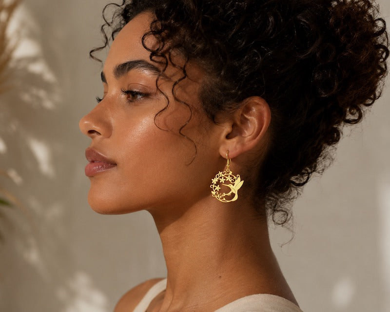 Parure Colibri Femme – Collier et Boucles d’Oreilles en Acier Inoxydable