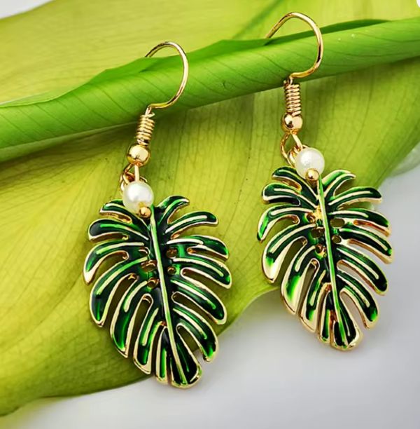 Boucles d'Oreilles Polynésiennes - Feuille de Uru