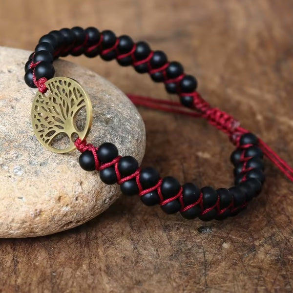 Bracelet Classique en Pierre Naturelle – Élégance Tressée et Arbre de Vie