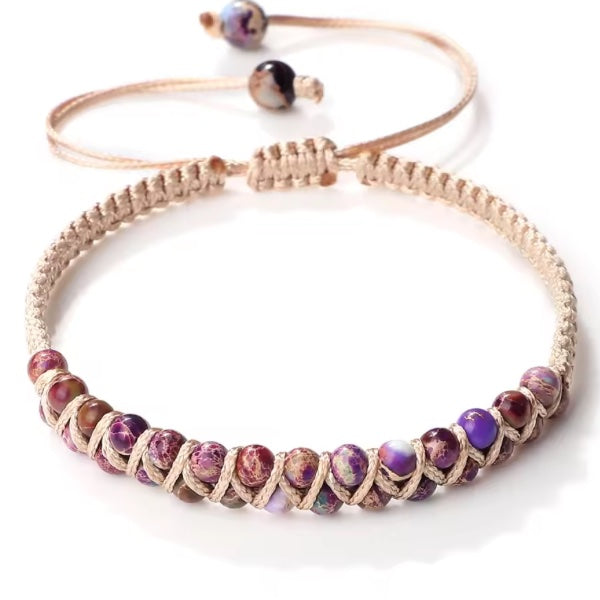 Bracelet en Pierres Naturelles – Élégance Tressée de Madagascar