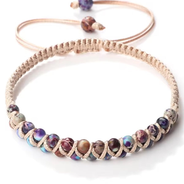 Bracelet en Pierres Naturelles – Élégance Tressée de Madagascar