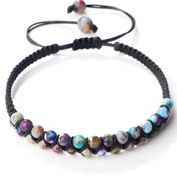 Bracelet en Pierres Naturelles – Élégance Tressée de Madagascar