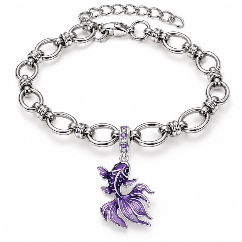 Bracelet doré Yuna – Poisson violet - Ile Maurice
