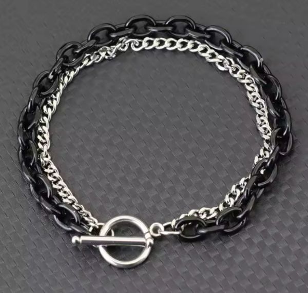 Bracelet Chaîne Cubaine en Acier Inoxydable pour Homme – Boucle OT – Double Couche