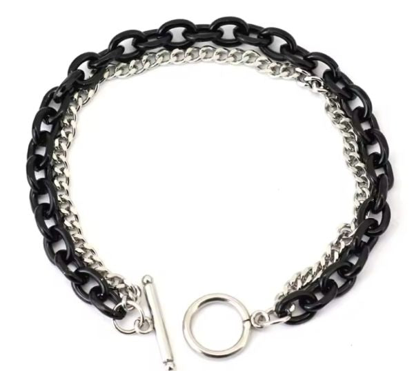 Bracelet Chaîne Cubaine en Acier Inoxydable pour Homme – Boucle OT – Double Couche