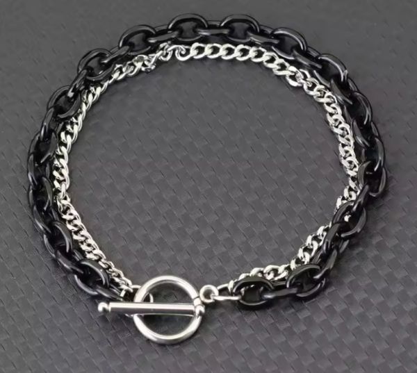 Bracelet Chaîne Cubaine en Acier Inoxydable pour Homme – Boucle OT – Double Couche