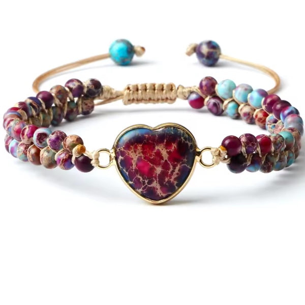 Bracelet Macramé avec Pierre en Cœur – Élégance Tressée et Symbolique Féminine