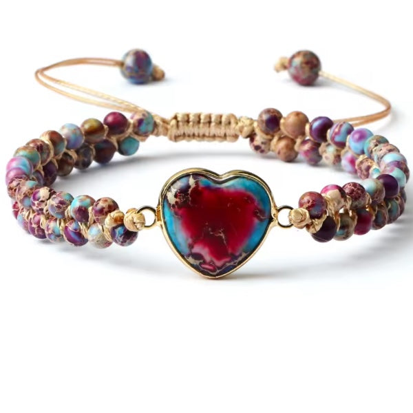 Bracelet Macramé avec Pierre en Cœur – Élégance Tressée et Symbolique Féminine