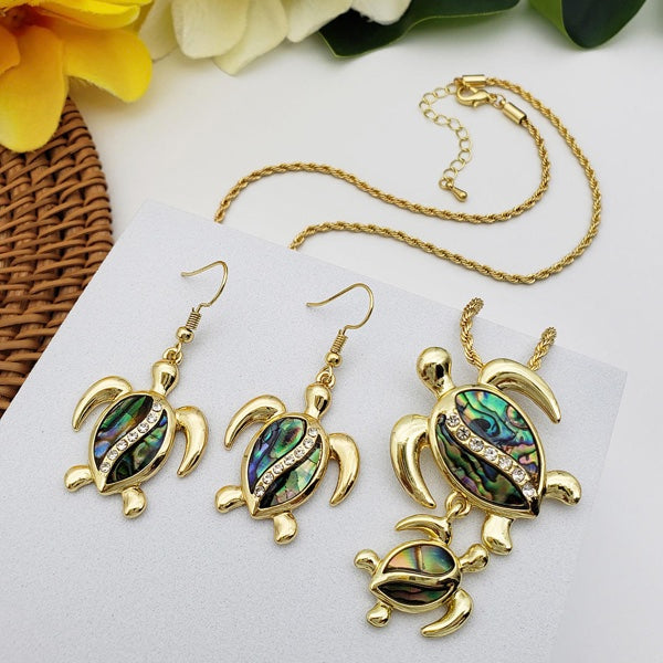 Ensemble Collier et Boucles d'oreilles - Parure Hawaïenne Tortue – Un Symbole Chargé d'Histoire