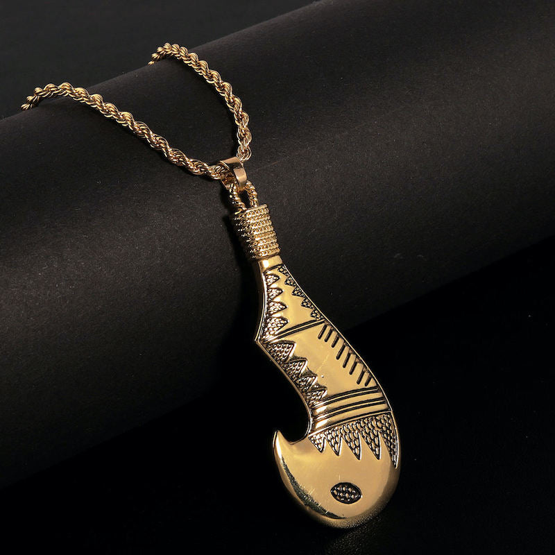 Collier Pendentif Hei Matau en Acier inox doré