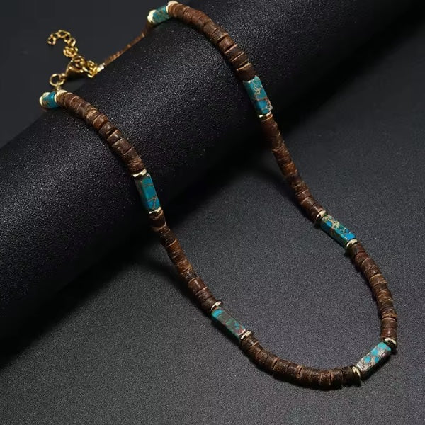 Collier Homme coquille Noix de Coco et Bois – Artisanat Authentique de Guadeloupe