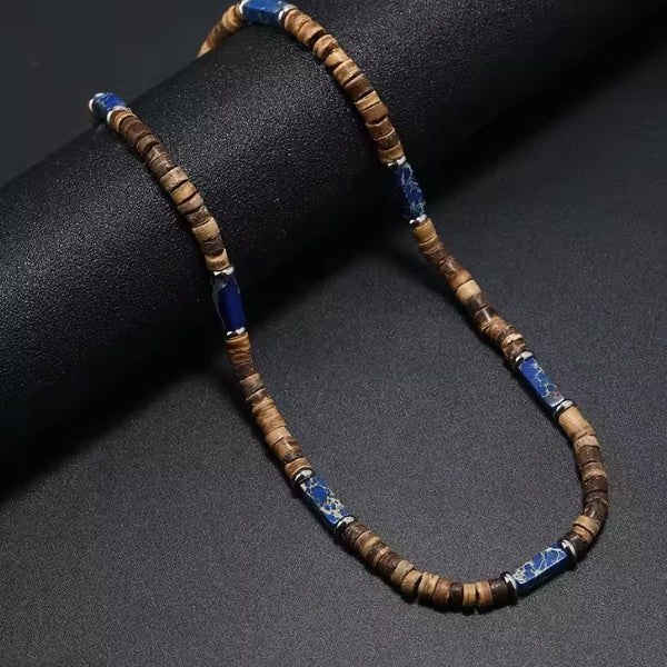 Collier Homme coquille Noix de Coco et Bois – Artisanat Authentique de Guadeloupe