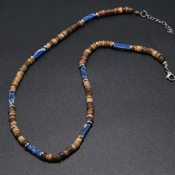 Collier Homme coquille Noix de Coco et Bois – Artisanat Authentique de Guadeloupe