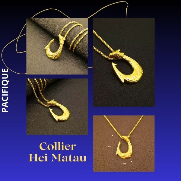 Collier Hei Matau Maori - Collier de protection doré- Polynésie / Nouvelle Zélande