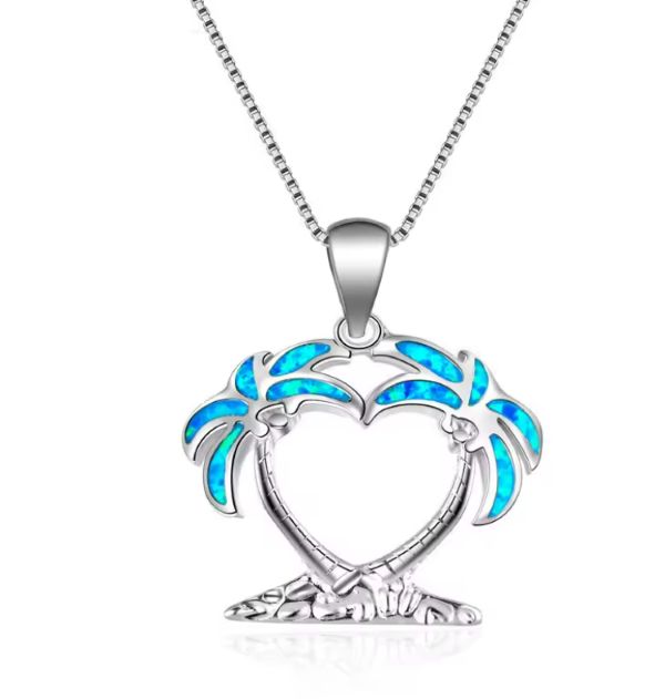 Collier Pendentif Palmier et Cœur Creux – Bijou Féminin Élégant