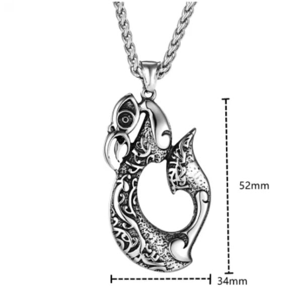 Collier Hameçon Maori Manaia en Acier Sculpté à la Main
