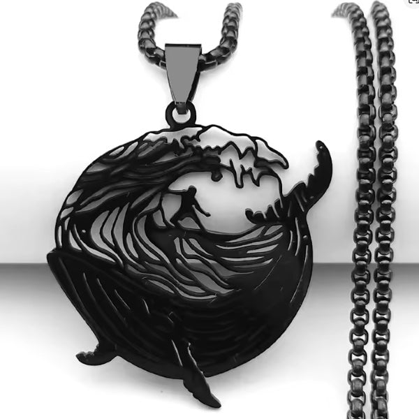 Collier Pendentif Homme et Femme – Surfeur et Baleine