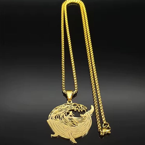 Collier Pendentif Homme et Femme – Surfeur et Baleine