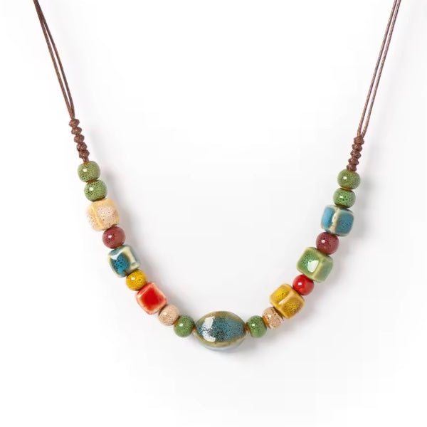 Collier Sautoir en Céramique – Élégance Artisanale et Style Bohème