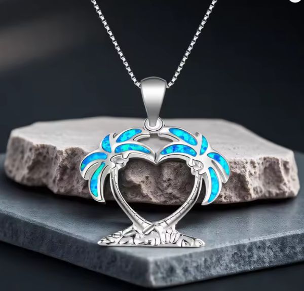 Collier Pendentif Palmiers Tropicaux – Cœur d'iles et Romance Marine