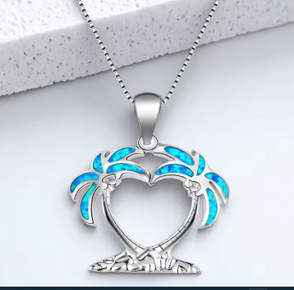 Collier Pendentif Palmiers Tropicaux – Cœur d'iles et Romance Marine