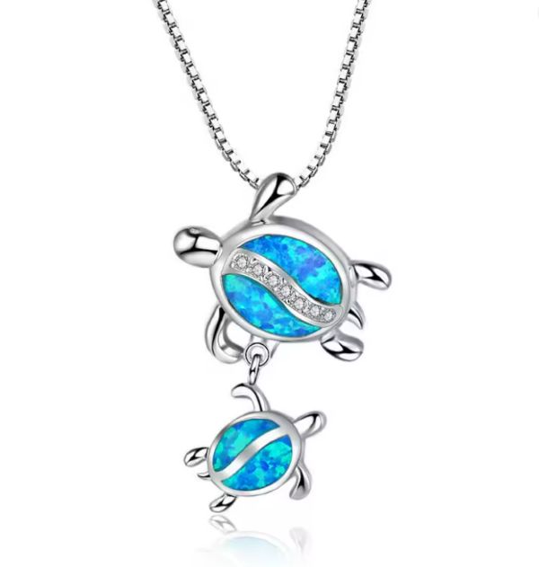 Collier Pendentif Tortue de Mer Bleue – Bijou Océanique Élégant