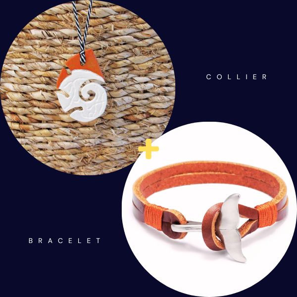 Offre Combo Femmes ou Hommes : Collier Pendentif et Bracelet Maori - Polynésie / Nouvelle Zélande