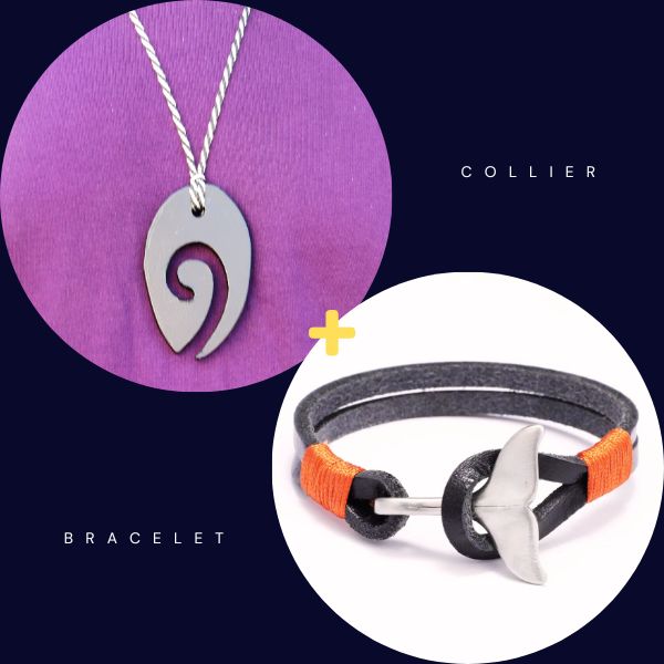 Offre Combo Hommes : Collier Pendentif et Bracelet Maori - Polynésie / Nouvelle Zélande