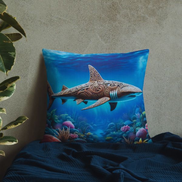 Coussin Déco Haut de Gamme - Un requin dans le salon