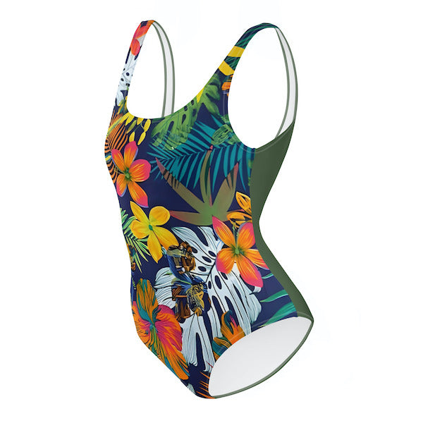 Maillot de Bain Une Pièce Femme – Fleurs Tropicales – Dos Nu et Coupe Brésilienne – Inspiré des Îles Polynésiennes