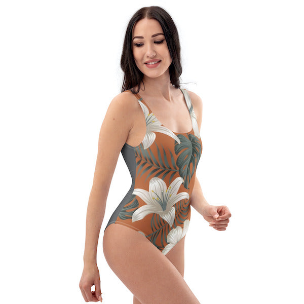 Maillot de Bain Une Pièce Femme – Floral Polynésien – Dos Nu et Coupe Brésilienne