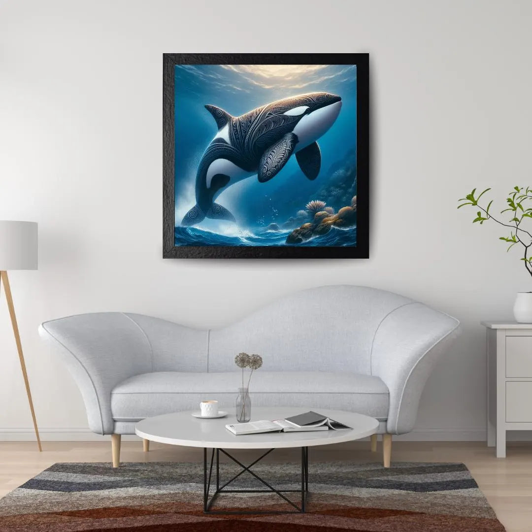 Pacifique : Orque Maori Puissante et Élégante aux Motifs Gravés, Vibrant Maori Artwork, Printable Digital Download, Traditional New Zealand Maori Design