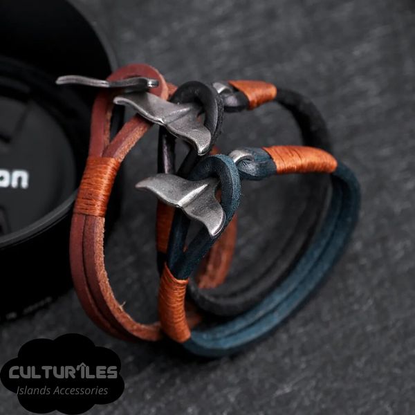Bracelet Queue de baleine en Cuir - Bracelet de corde nautique- Bracelet hommes - Bracelet femmes