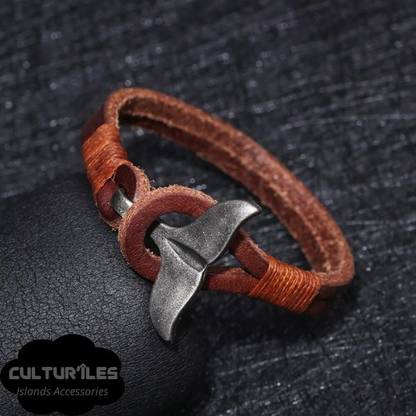 Bracelet Queue de baleine en Cuir - Bracelet de corde nautique- Bracelet hommes - Bracelet femmes