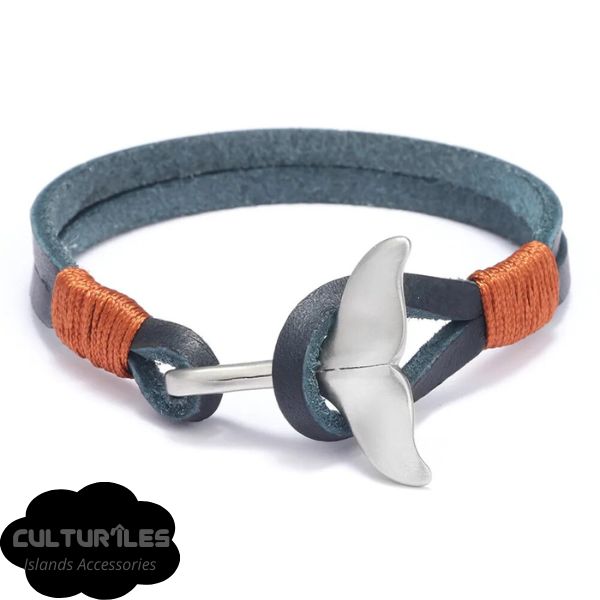 Bracelet Queue de baleine en Cuir - Bracelet de corde nautique- Bracelet hommes - Bracelet femmes