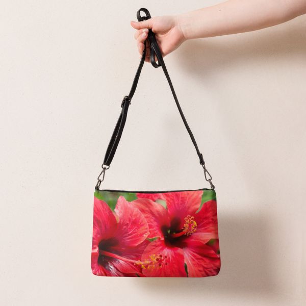 Sac bandoulière Design Hibiscus Rouge des Antilles