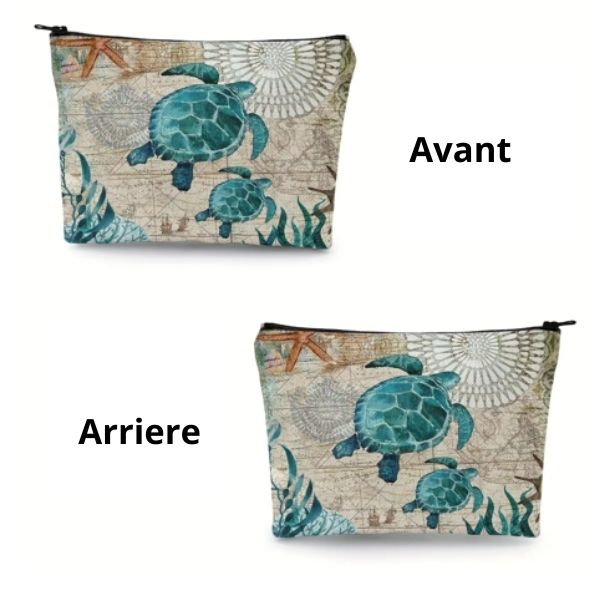 Trousse de maquillage Tortue - Sac maquillage - Une invitation à l’évasion tropicale