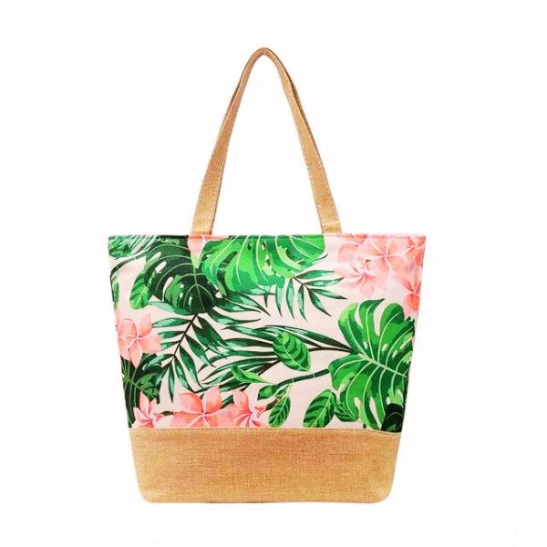 Sac à main fourre tout femme motif tropical Polynésien - impression florale