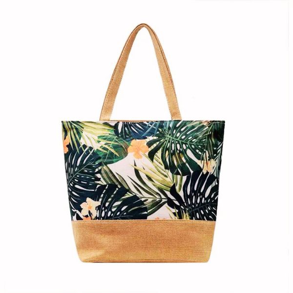 Sac à main fourre tout femme motif tropical Polynésien - impression florale