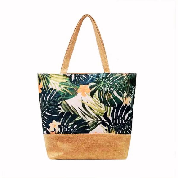 Sac à main fourre tout femme motif tropical Polynésien impression florale