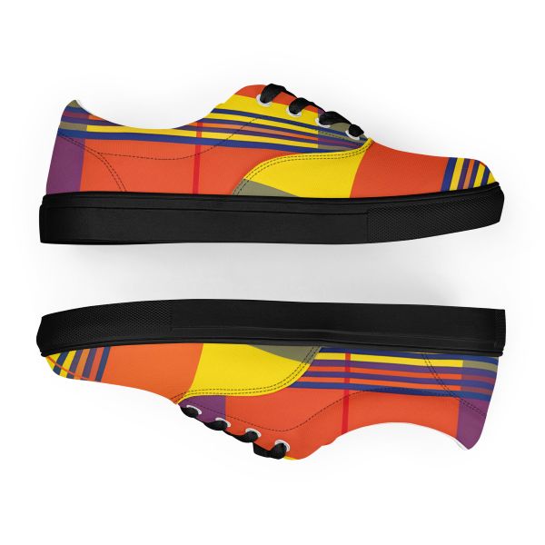 Sneakers en toile madras avec lacets – Homme