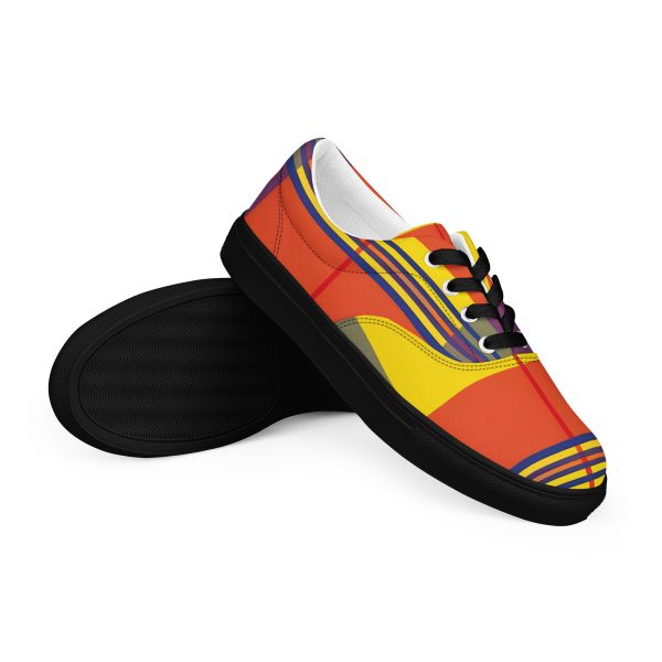 Sneakers en toile madras avec lacets – Homme