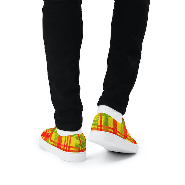 Sneakers en Madras avec lacets – Homme