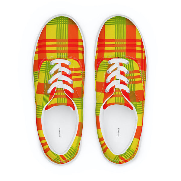 Sneakers en Madras avec lacets – Homme