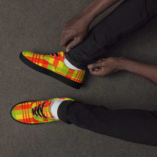 Sneakers en Madras avec lacets – Homme